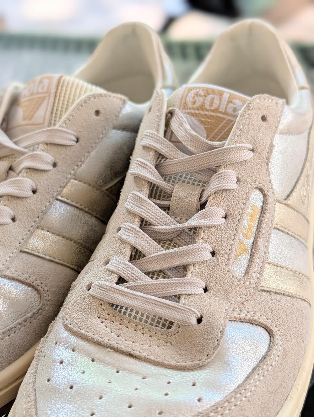 Gola Metallic Champagne Suede Trim Tennis Shoes Women's 39 or 8